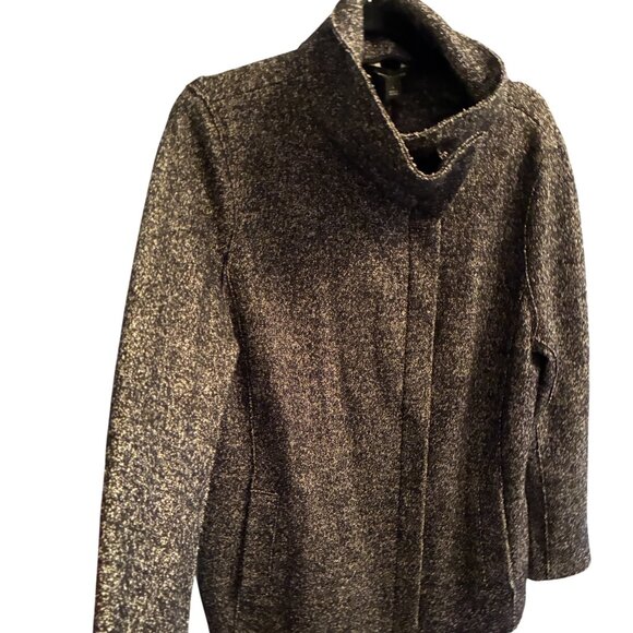 Ann Taylor Gray wool blend moto-style jacket with an asymmetrical zipper.and Sha - Picture 3 of 6